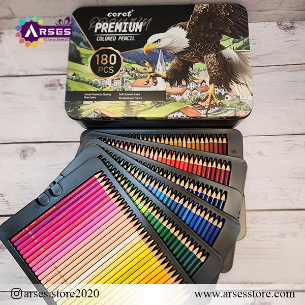 مداد رنگی 180 رنگ جعبه فلزی کوروت