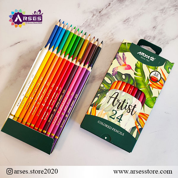 مدادرنگی 24 رنگ جعبه مقوایی آرتیست آریا