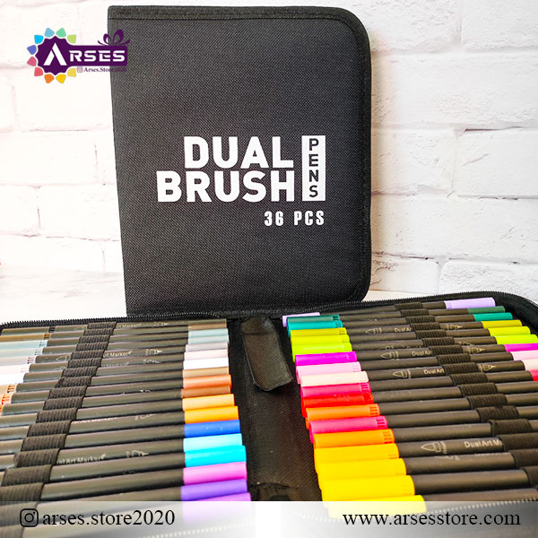 ماژیک 36 رنگ دوسر براش و نمدی کیفی PENS