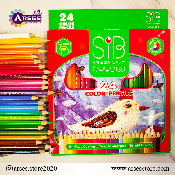 مدادرنگی 24 رنگ جعبه مقوایی سیب
