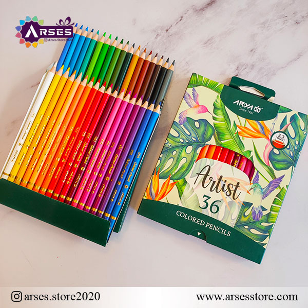 مدادرنگی 36 رنگ جعبه مقوایی آرتیست آریا