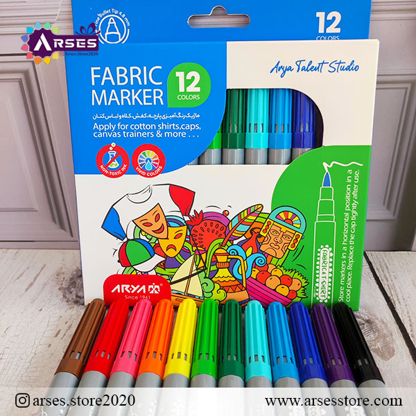 ماژیک 12 رنگ پارچه آریا