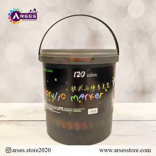 ماژیک 120 رنگ براش اکرولیک سطلی