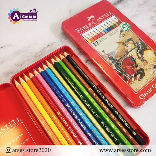 مداد رنگی 12 رنگ کلاسیک جعبه فلزی فابرکاستل
