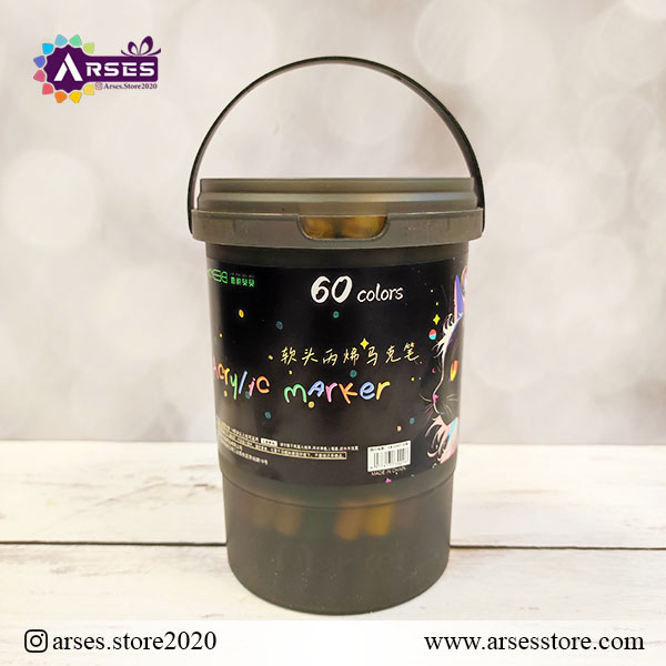 ماژیک 60 رنگ براش اکرولیک سطلی 