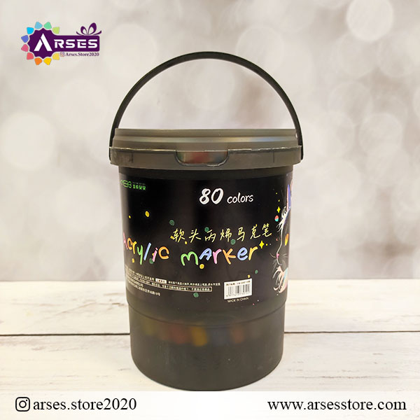 ماژیک 80 رنگ براش اکرولیک سطلی