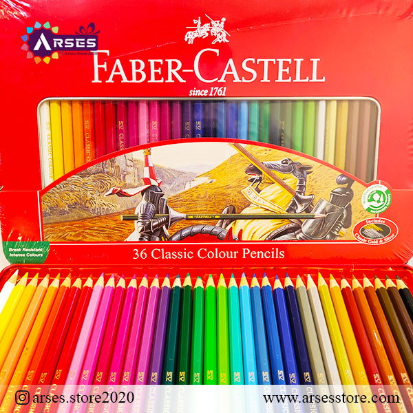 مداد رنگی 36 رنگ کلاسیک جعبه فلزی فابرکاستل