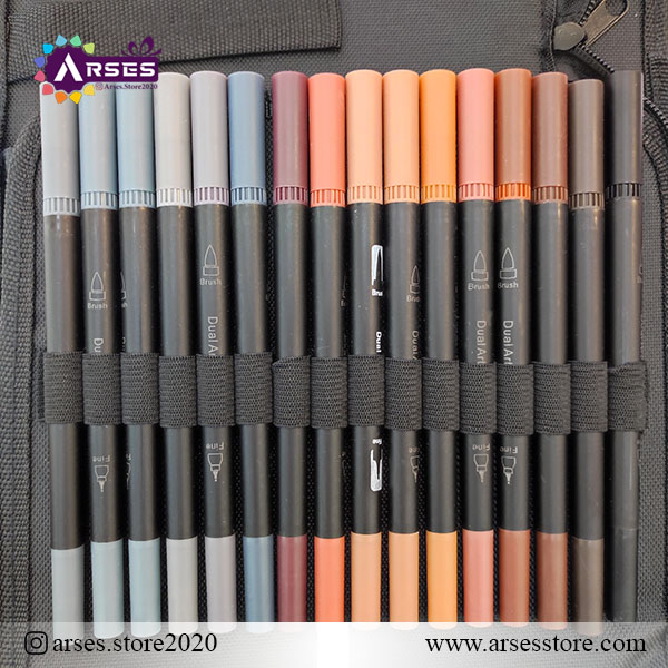 ماژیک 100 رنگ دوسر براش و نمدی کیفی PENS2