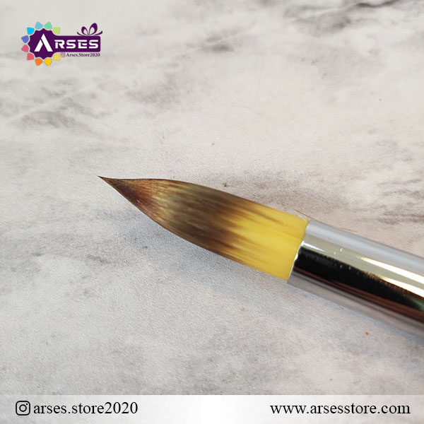 قلمو گرد حرفه ای رنگ روغن  مو ترکیبی   دسته چوبی بلند3