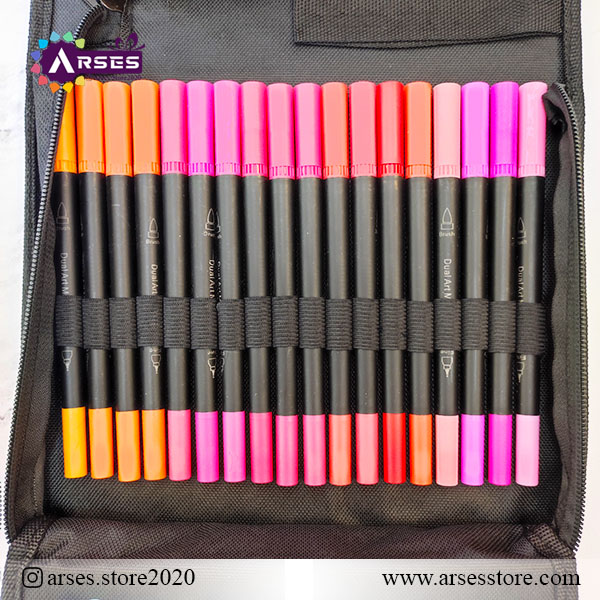 ماژیک 100 رنگ دوسر براش و نمدی کیفی PENS5