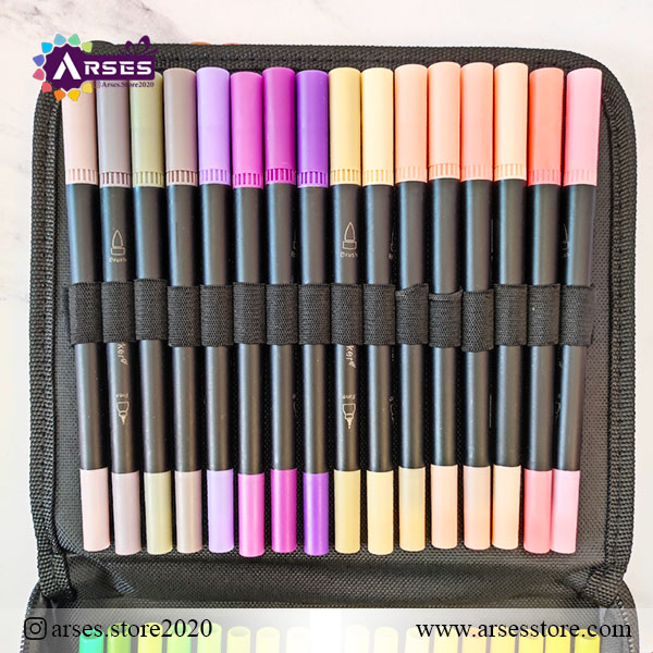 ماژیک 100 رنگ دوسر براش و نمدی کیفی PENS4