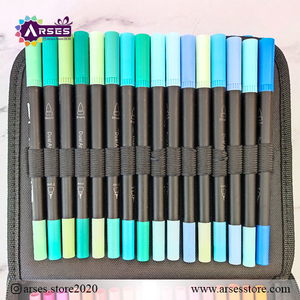ماژیک 100 رنگ دوسر براش و نمدی کیفی PENS1