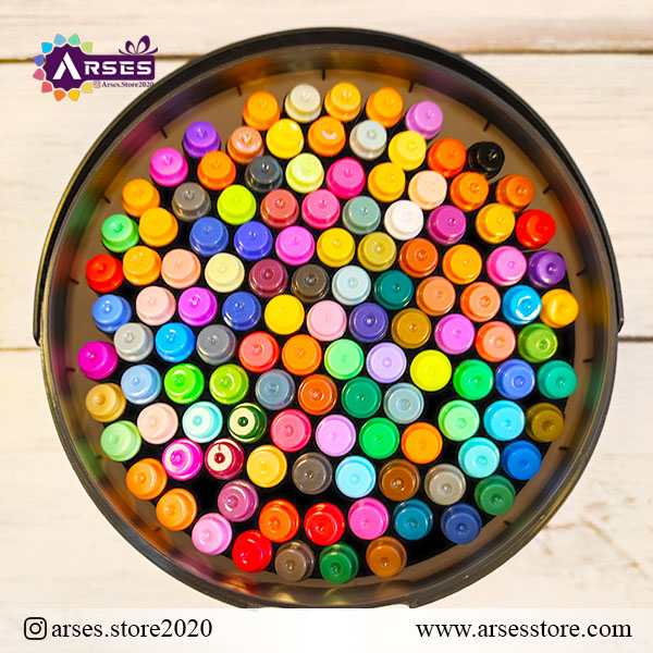 ماژیک 120 رنگ براش اکرولیک سطلی2