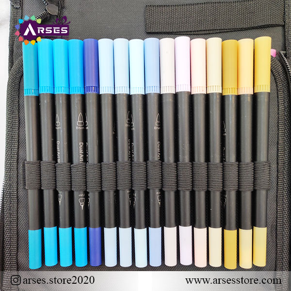 ماژیک 100 رنگ دوسر براش و نمدی کیفی PENS